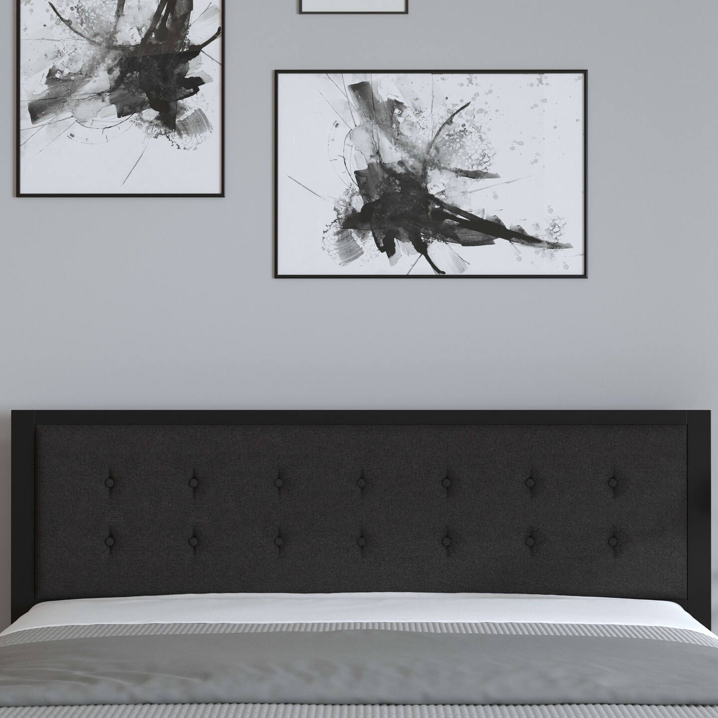 Merrick Lane Camden Headboard Upholstered Button Tufted Headboard With Metal Frame and Adjustable Rail Slots