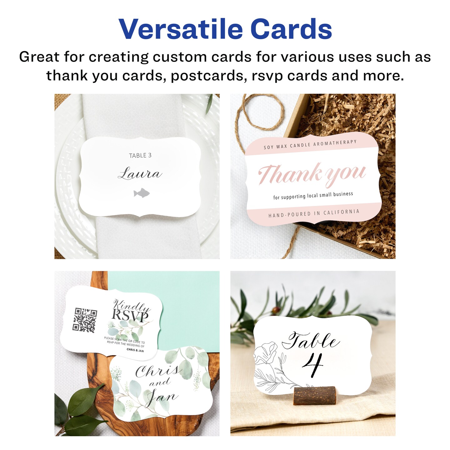 Avery Printable Matte White Edge Cards with Sure, 4" x 6" Rectangle
