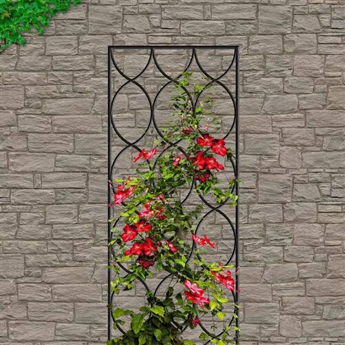 72-Inch Freestanding Metal Garden Trellis with Geometric Design for Outdoor Plants and Vines