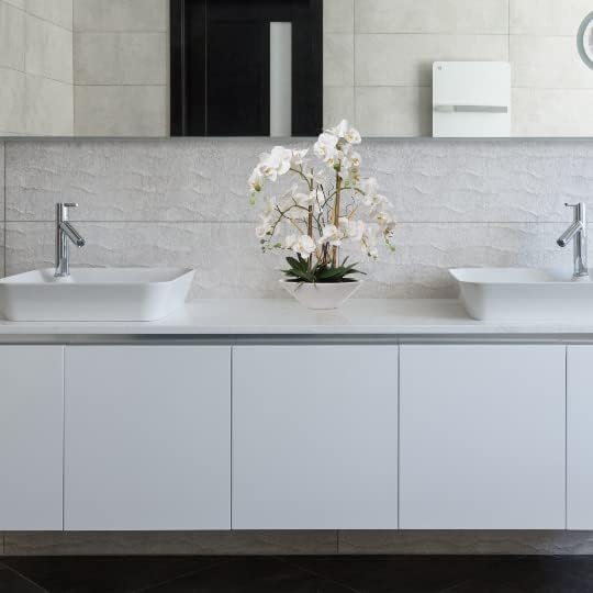 Set of 2 Phalaenopsis Orchids with White Ceramic Vase – 23" Elegant Decor