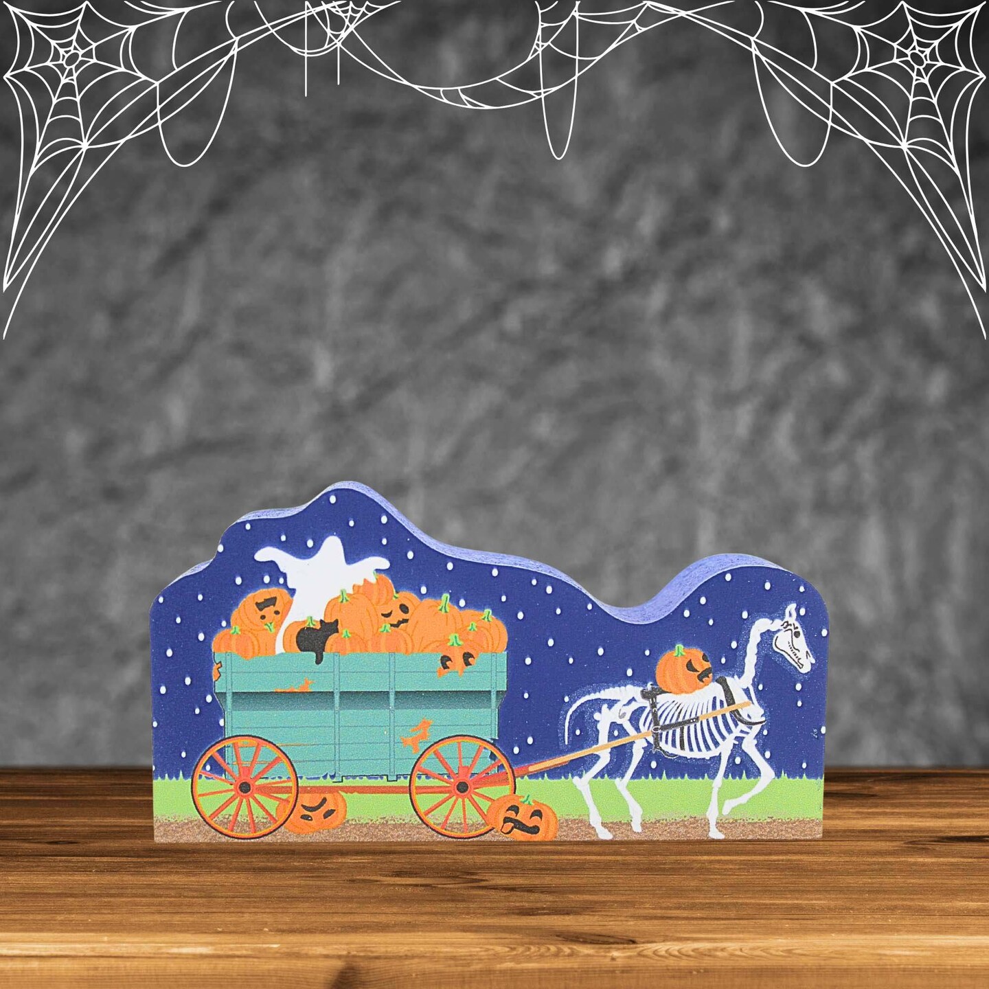 Cat's Meow Village 2.0 Inch Pumpkin Haul Halloween Accessory , Lightweight Halloween Decor Halloween Wagon
