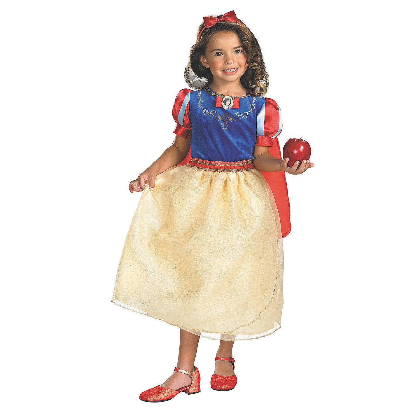 Toddler Snow White Costume Child Medium Dress with Petticoat Detachable Cape