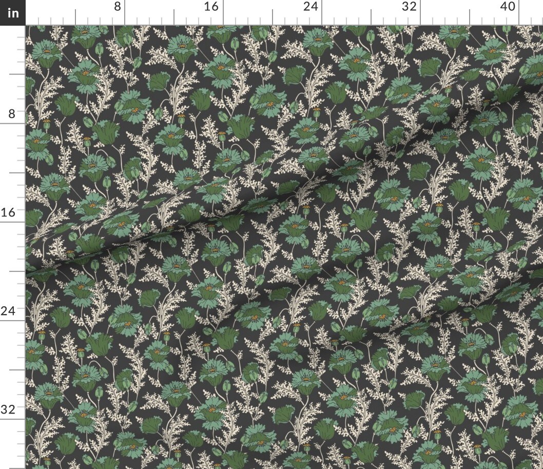 Bohemian Floral Botanical Nature Leaves Garden Boho Flower Modern Floral Classic Green Moody Floral Dark Floral Custom Printed Fabric by Spoonflower Various Fabrics by the Yard or Fat Quarter