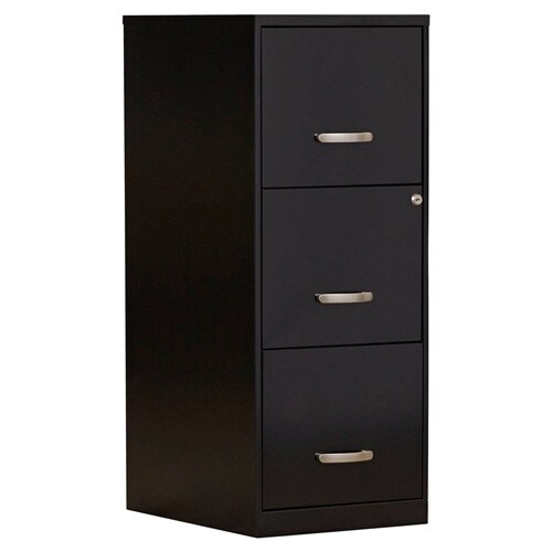 Black 3-Drawer Steel Filing Cabinet with Vertical Design and Locking Drawers for Office