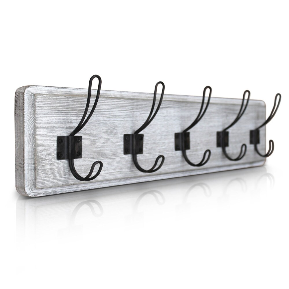 HBCY Creations Rustic Coat Rack with Hooks -Wall Mount Coat Rack - Solid Pine Wood Entryway Hanger - Farmhouse Coat Rack for Kitchen, Bedroom