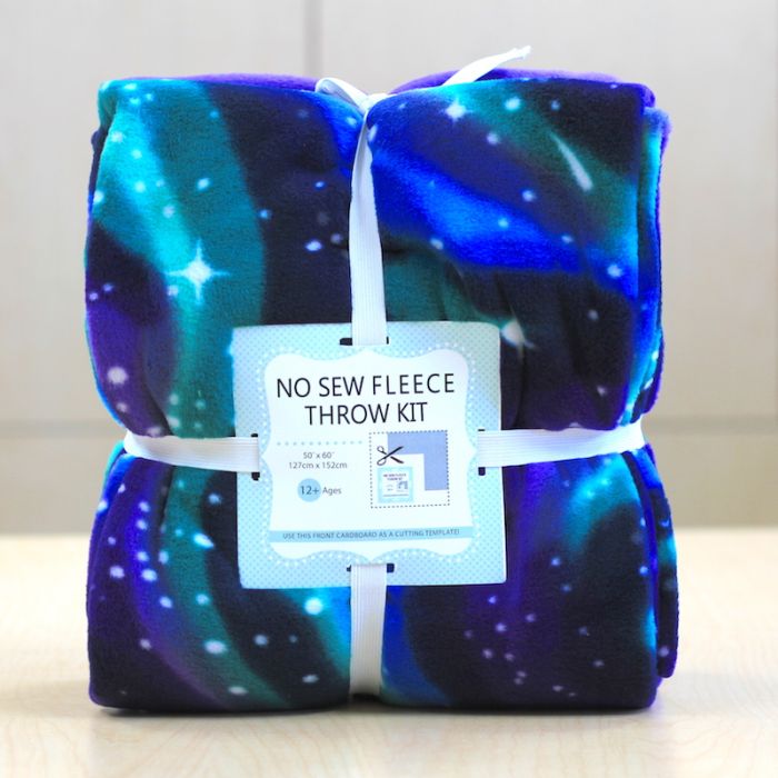 Spacey Northern Lights Anti-Pill No Sew Throw Fleece Fabric Kit