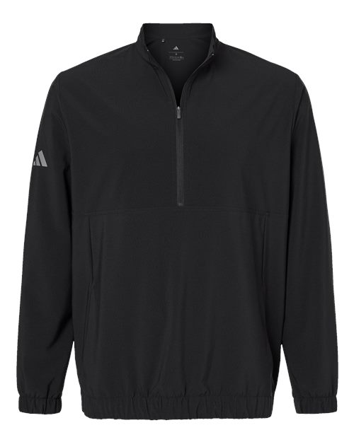 Adidas® Mens Stretch Woven Half Zip Pullover Recycled Polyester Lightweight