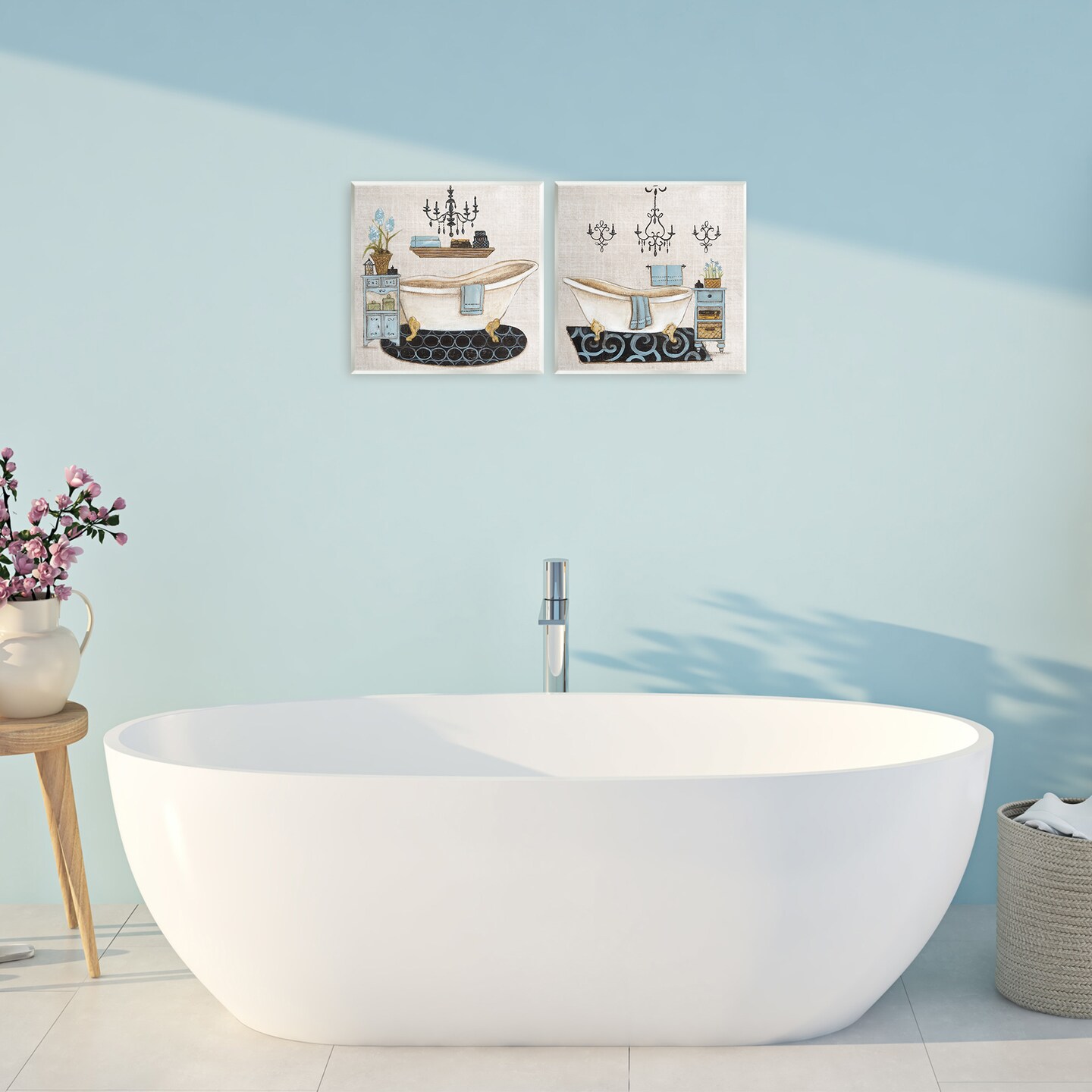 Stupell Industries Blue Relaxation Bathroom 2 Piece Wall Plaque Art Set, design by Janet Tava