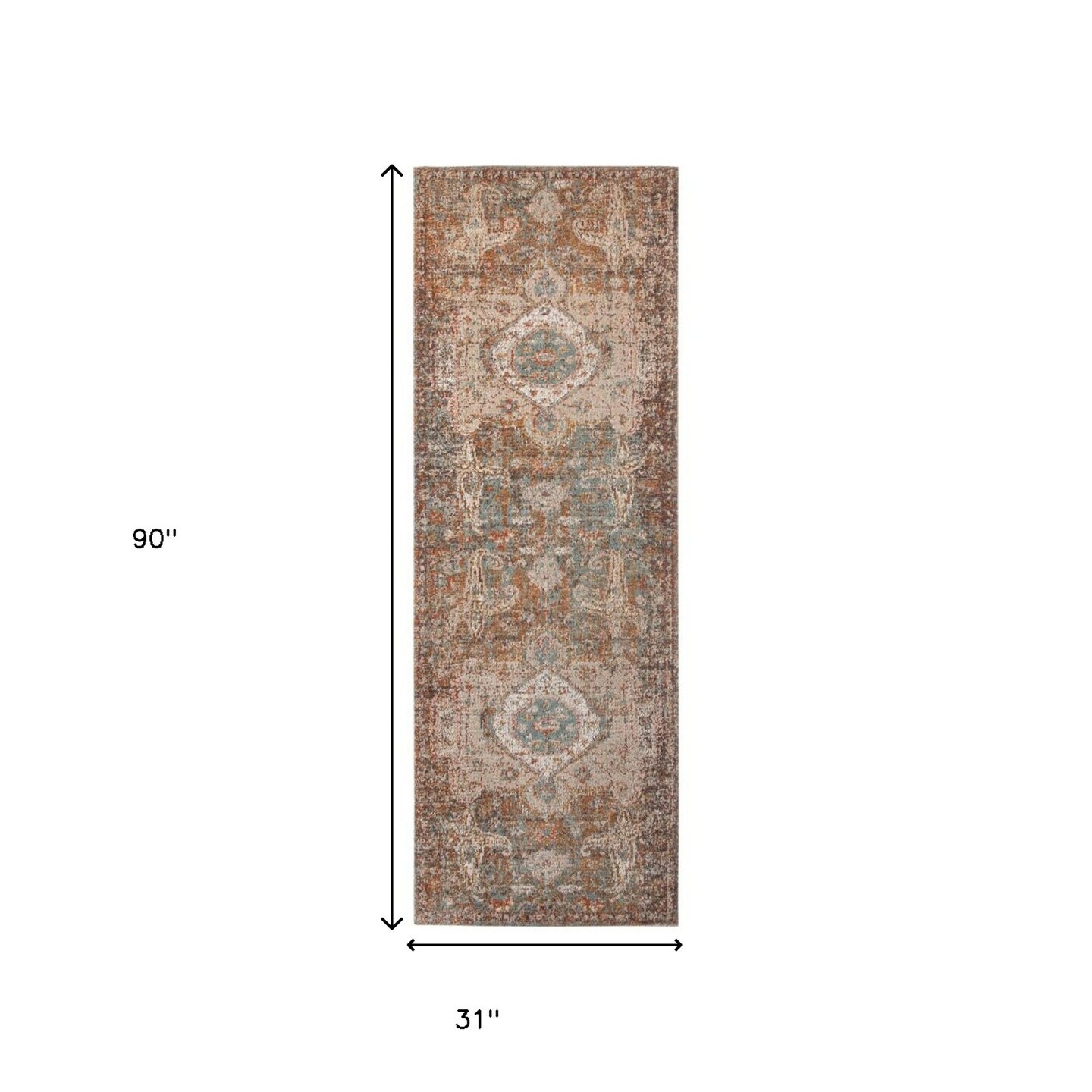 Edge Collections - 7' - Brown - Stain-Resistant Medallion Runner Rug for Home Warmth - 1 Piece