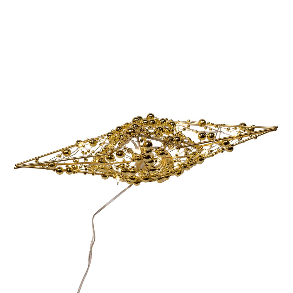 Kurt Adler 11.8-Inch Battery Operated LED Lighted 5-Point Gold Metal Star Tree Topper