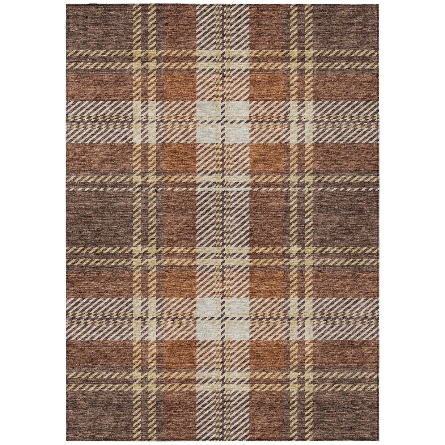 Edge Collections - 3&#x27; x 5&#x27; - Brown - Washable Area Rug Plaid for Outdoor and Indoor Use - 1 Piece