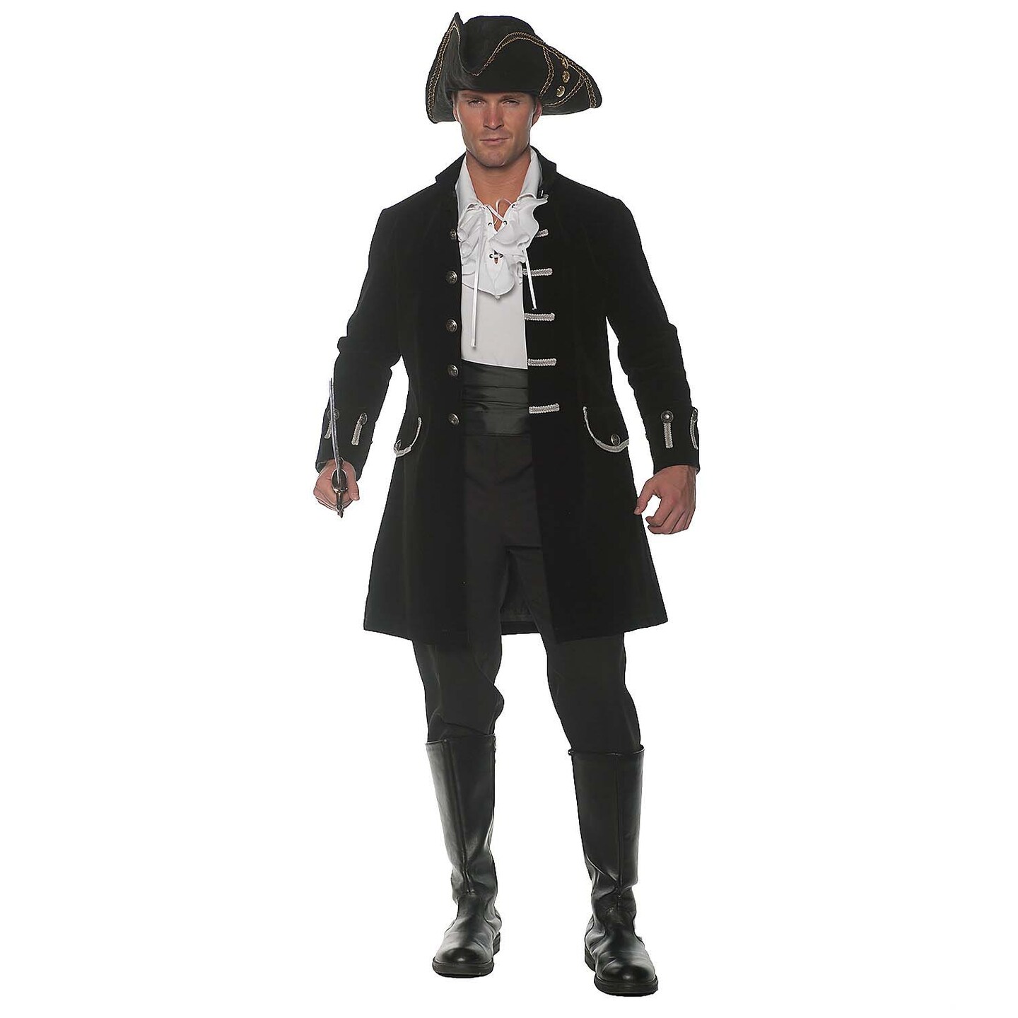Frock Coat Adult Black STD Costume Fully Lined Velvet Jacket for Halloween