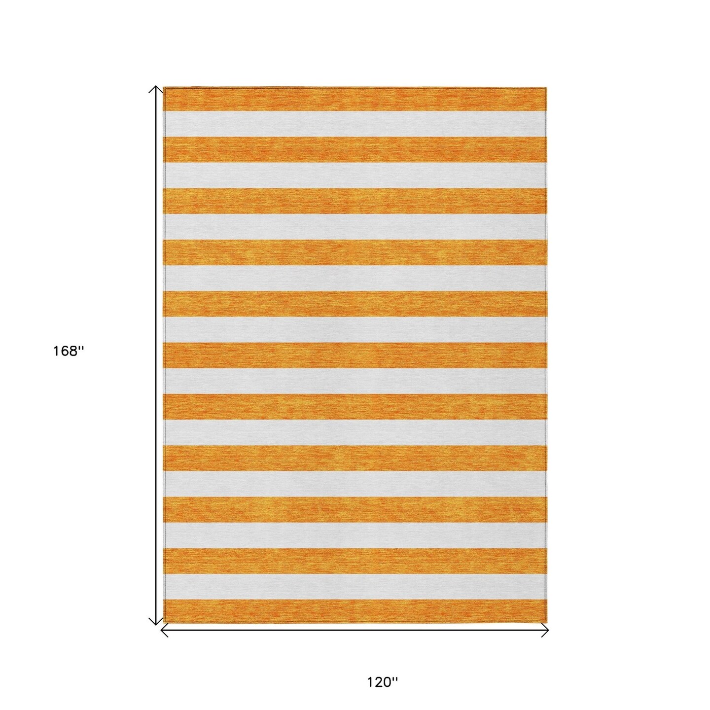 Edge Collections - 10' x 14' - Orange - Washable Striped Non-Skid Indoor Outdoor Area Rug - 1 Piece