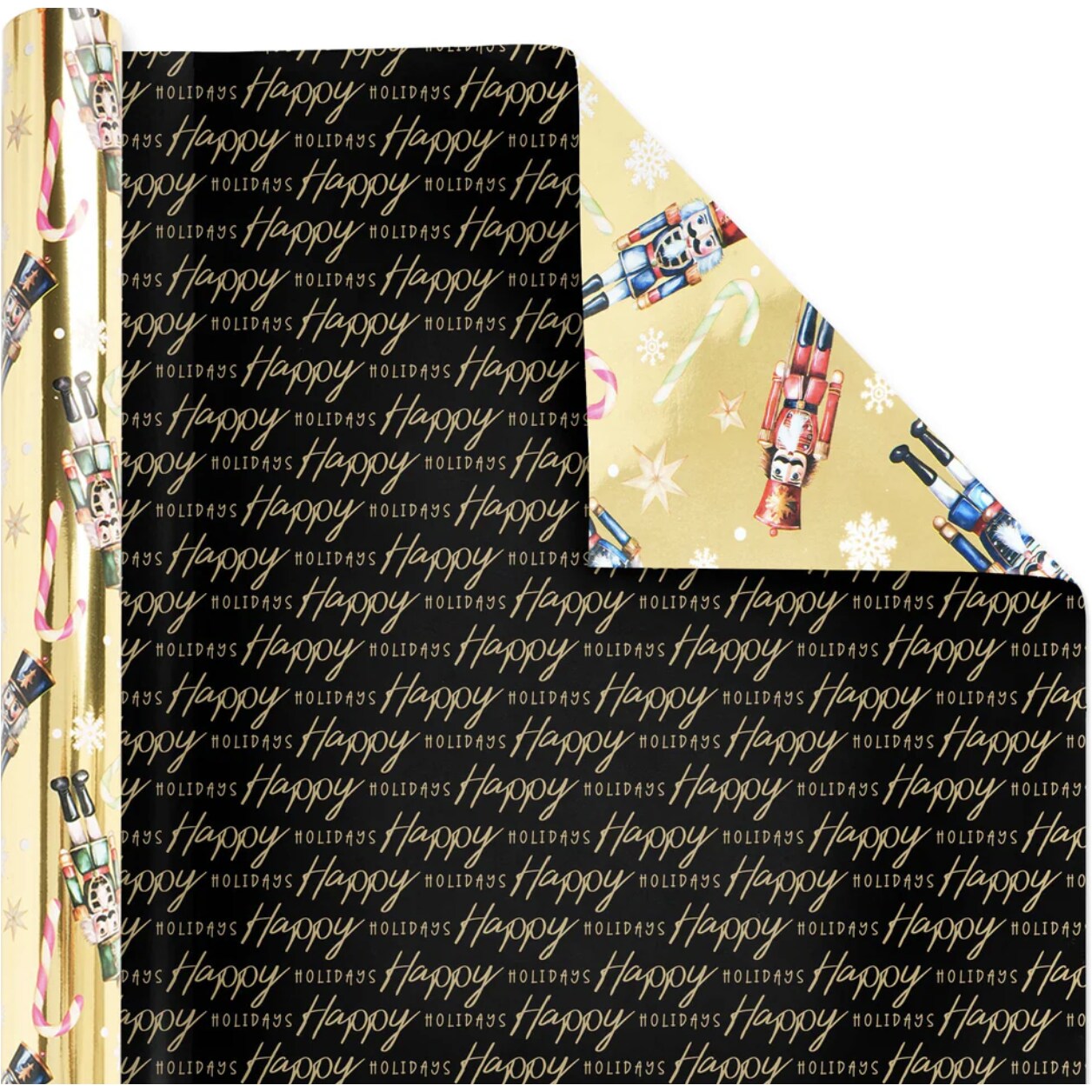 30in Reversible Nutcracker Wrapping Paper: Gold