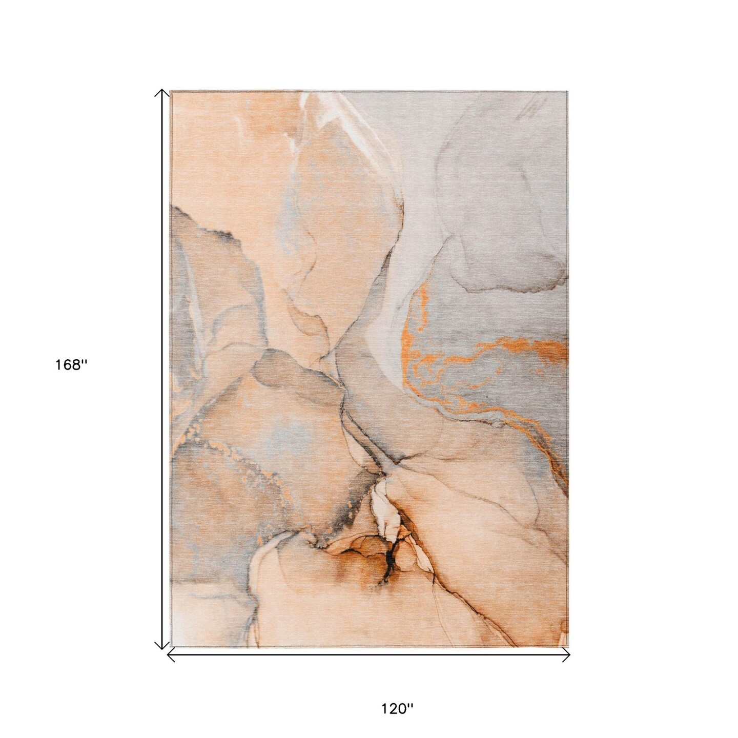 Edge Collections - 10' x 14' - Orange - Area Rug for Indoor and Outdoor Use Abstract Washable - 1 Piece