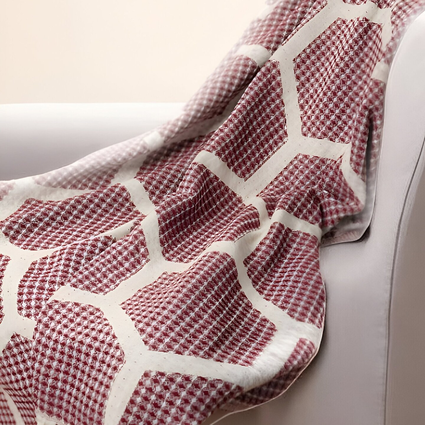 Edge Collections - 60" x 50" - Red - Cozy Geometric Throw Blanket for Movie Nights - 1 Piece