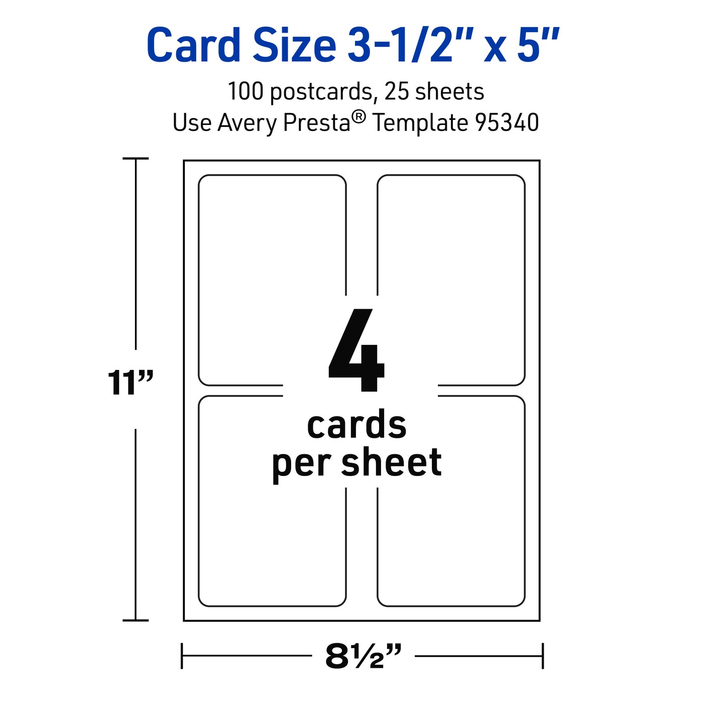 Avery Glossy White Postcards, 3-1/2" x 5" Rectangle Rounded Corners