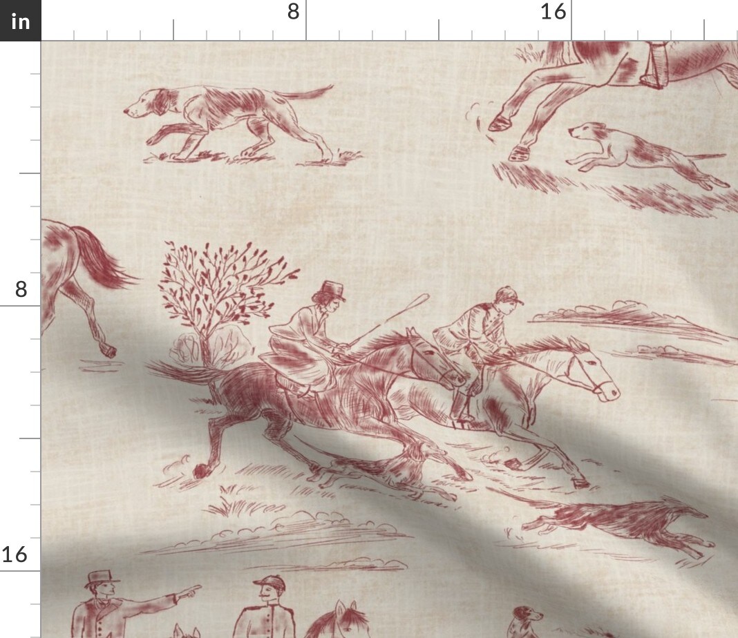 Autumn Rustic Farmhouse Horseback Riding Fox Hunt Hunter Jumper Classic Traditional Cottagecore Cabincore Lodge Hunting Dog Side Saddle Trees Custom Printed Fabric by Spoonflower Various Fabrics by the Yard or Fat Quarter