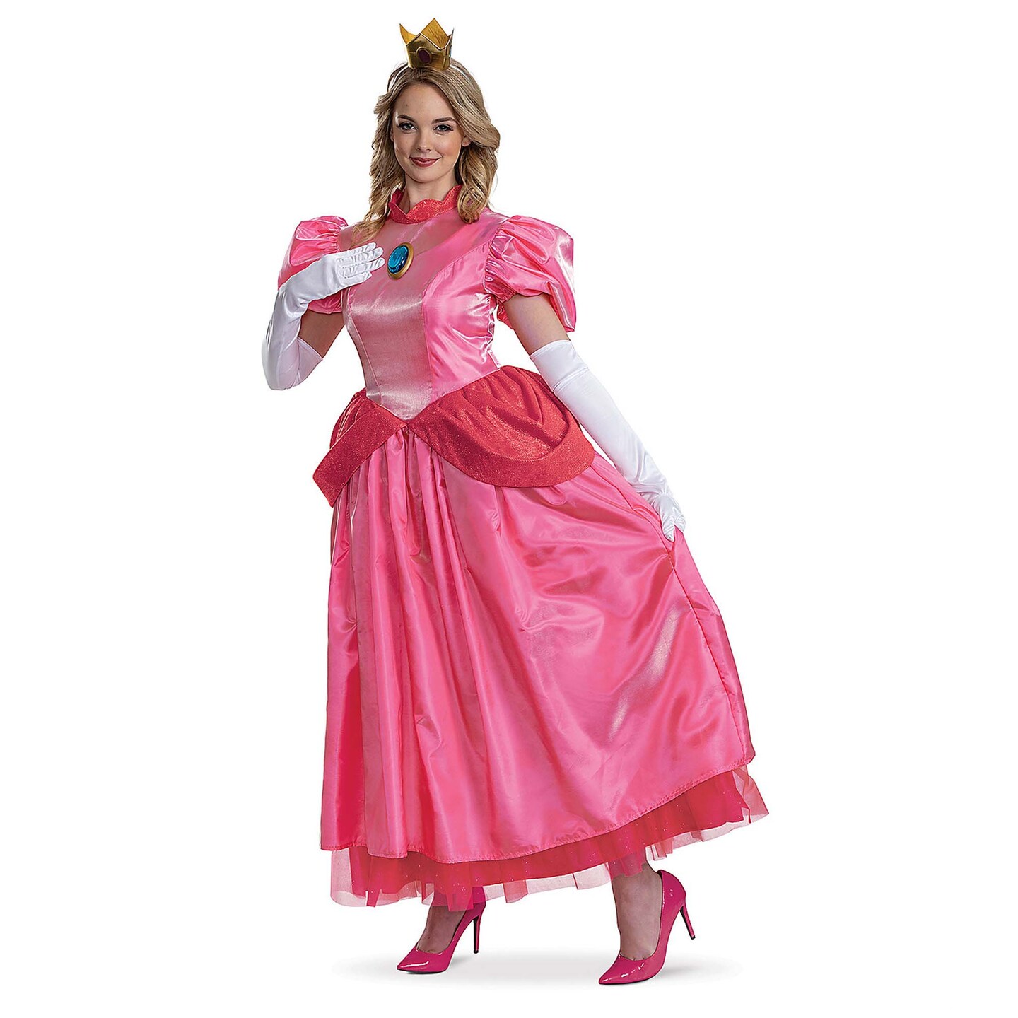 Womens Elevated Princess Peach Adult Halloween Costume Pink Dress
