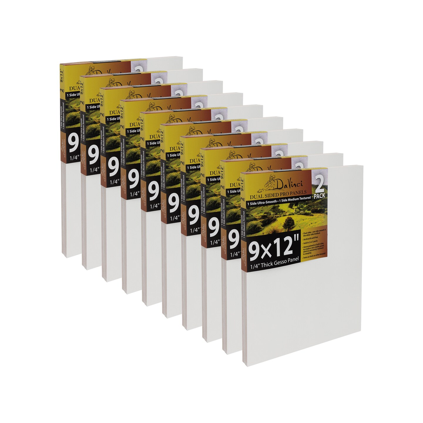 Jerry's Artarama Da Vinci Dual Sided Pro Panel Board - 20-Pack, 9x12" 6mm Deep Panels for Painting - Archival, Acid-Free Art Supplies - Ultra-Smooth & Medium Textured Paint Surfaces