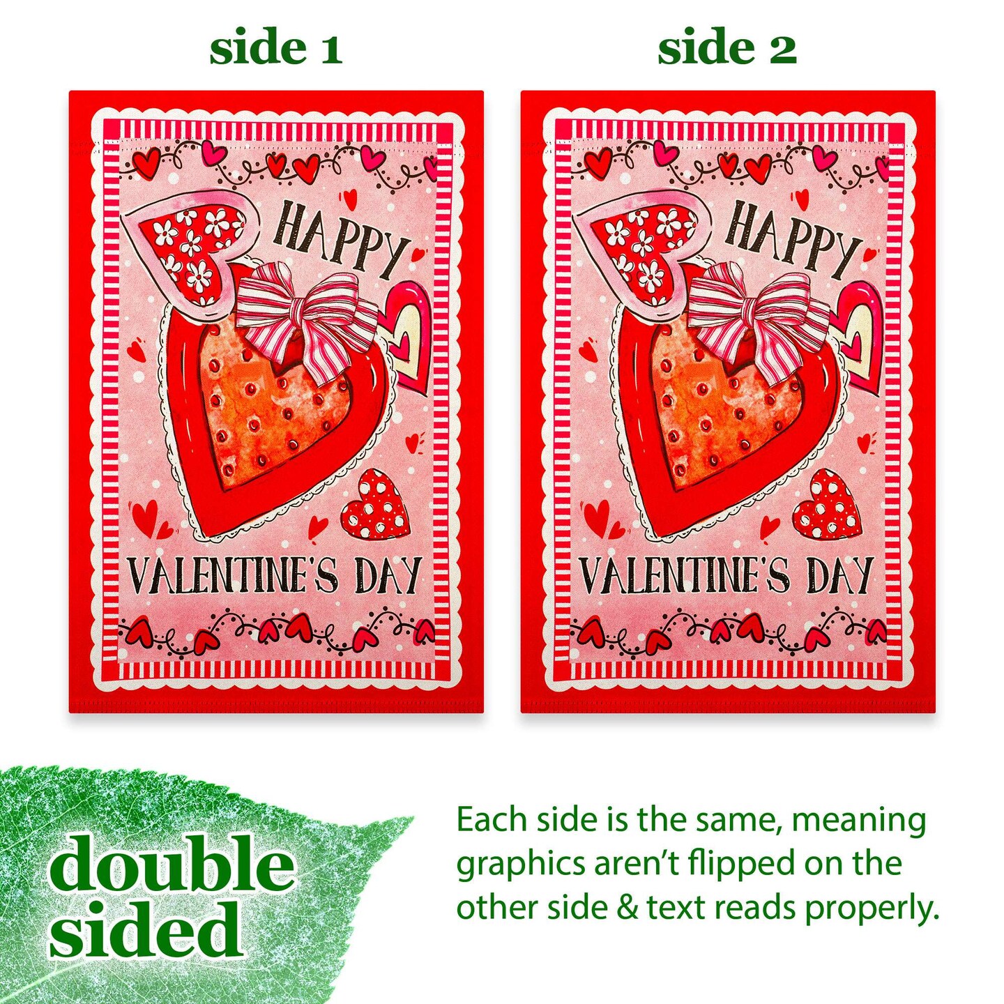G128 Happy Valentine&#x2019;s Day Heart Cookie Garden Flag 12x18 In Double Sided Valentine&#x27;s Day Yard Garden Lawn Decoration