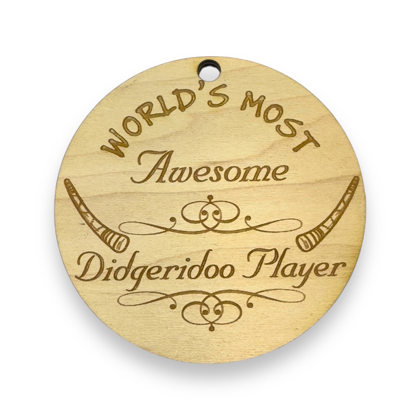 Worlds most Awesome Didgeridoo Player - Ornament - Raw Wood