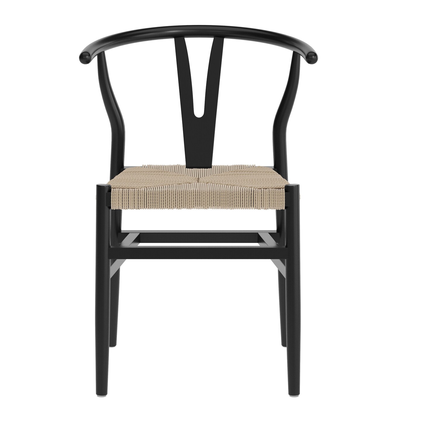 Emma and Oliver Devine Wishbone Style Wooden Dining Chair with Kraft Paper Rope Seat, Stackable Design
