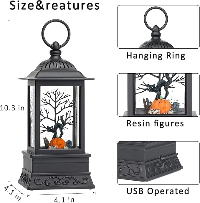 Glitter Lighted Snow Globes Halloween Decorations for Home, Light Up Snowglobe Halloween D&#xE9;cor