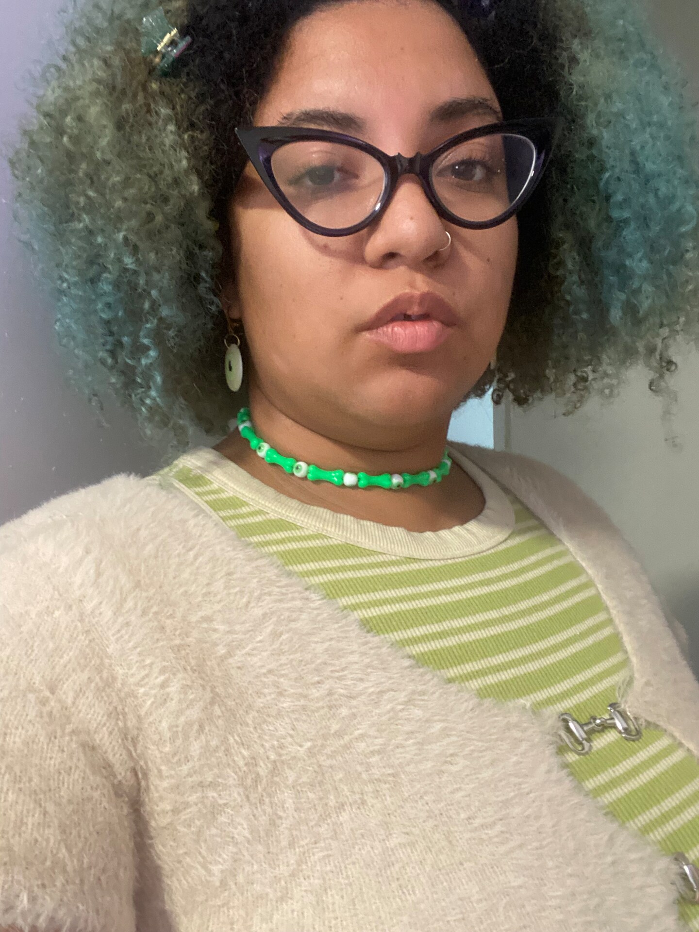 Of Eye and Bone- Evil Eye and Bone Choker Necklace- Neon Green product 4