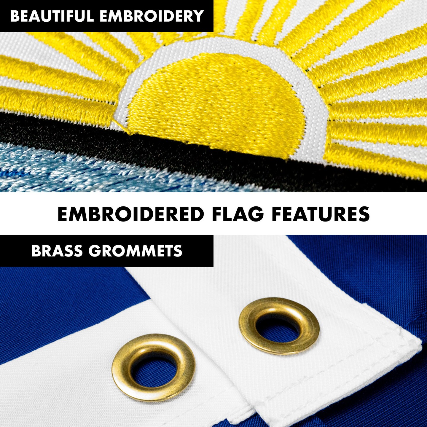 G128 - 6 Feet Tangle Free Spinning Flagpole (White) Michigan Double Sided Brass Grommets Embroidered 3x5 ft (Flag Included) Aluminum Flag Pole