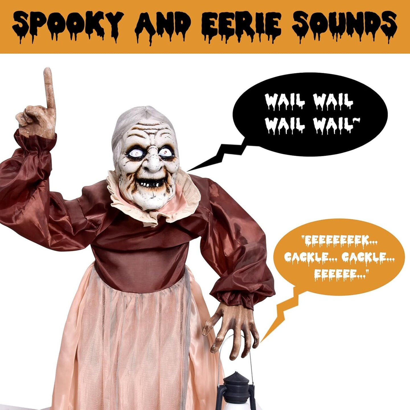 5FT Halloween Animatronics Life Size Witch Scary Prop