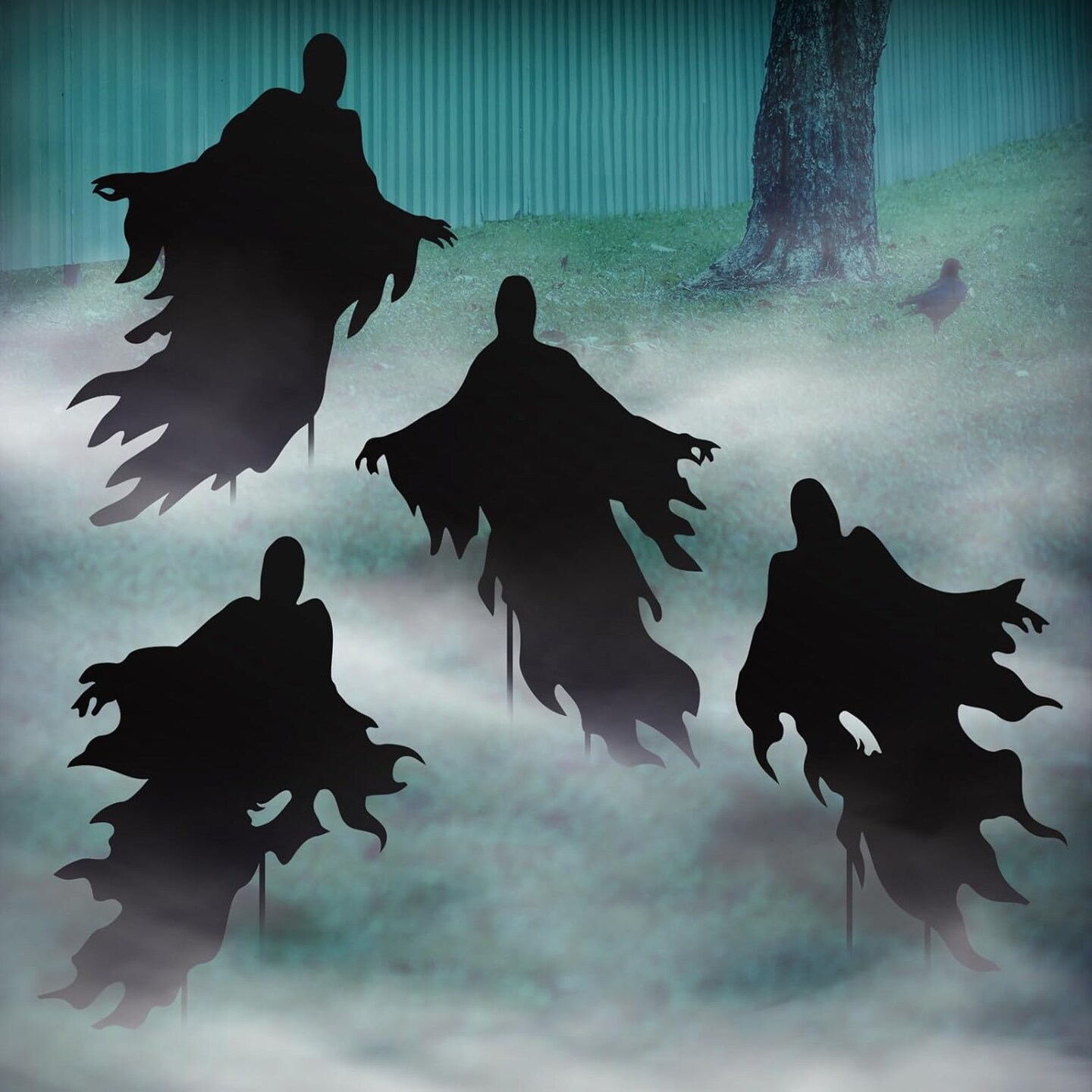 4Pack Halloween Ghost Yard Signs with Stakes Scary Silhouette Outside