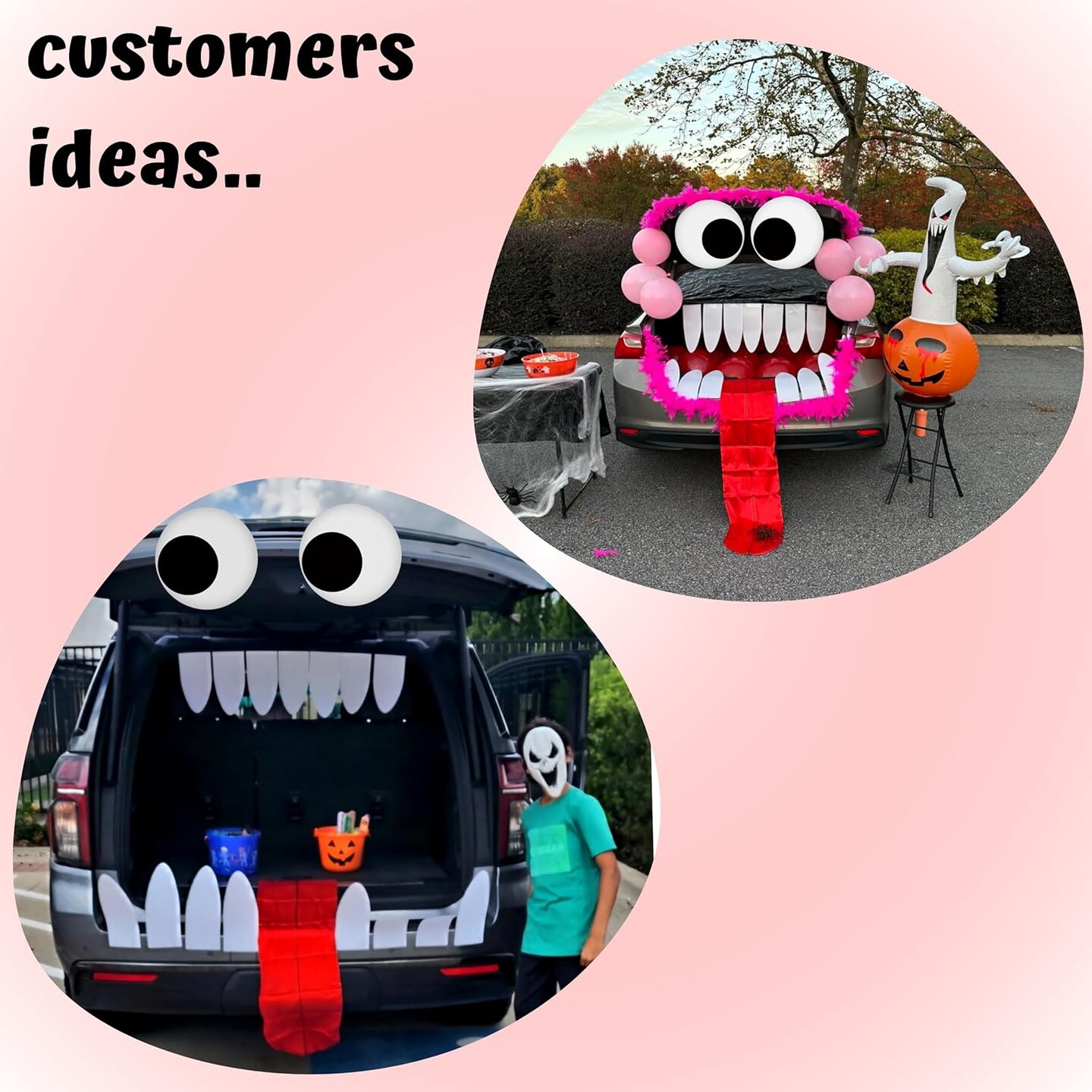 4E&#x27;s Novelty Monster Trunk or Treat Car Decoration Kit - Huge Tongue Monster Face with Teeth &#x26; Tongue - Reusable Waterproof Halloween Car, SUV, Garage Door &#x26; Outdoor Party Decorations
