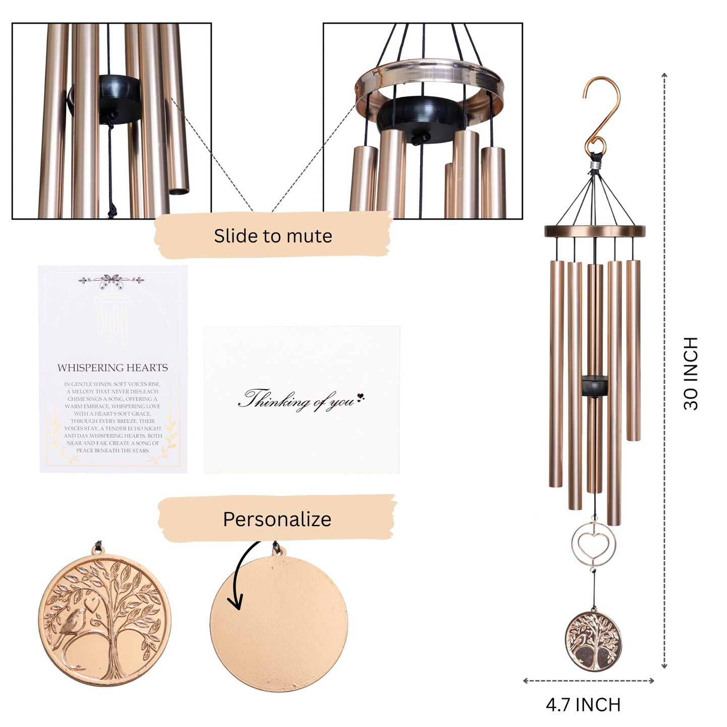 Gift Bundle - Whispering Hearts Memorial Wind Chimes - Sympathy