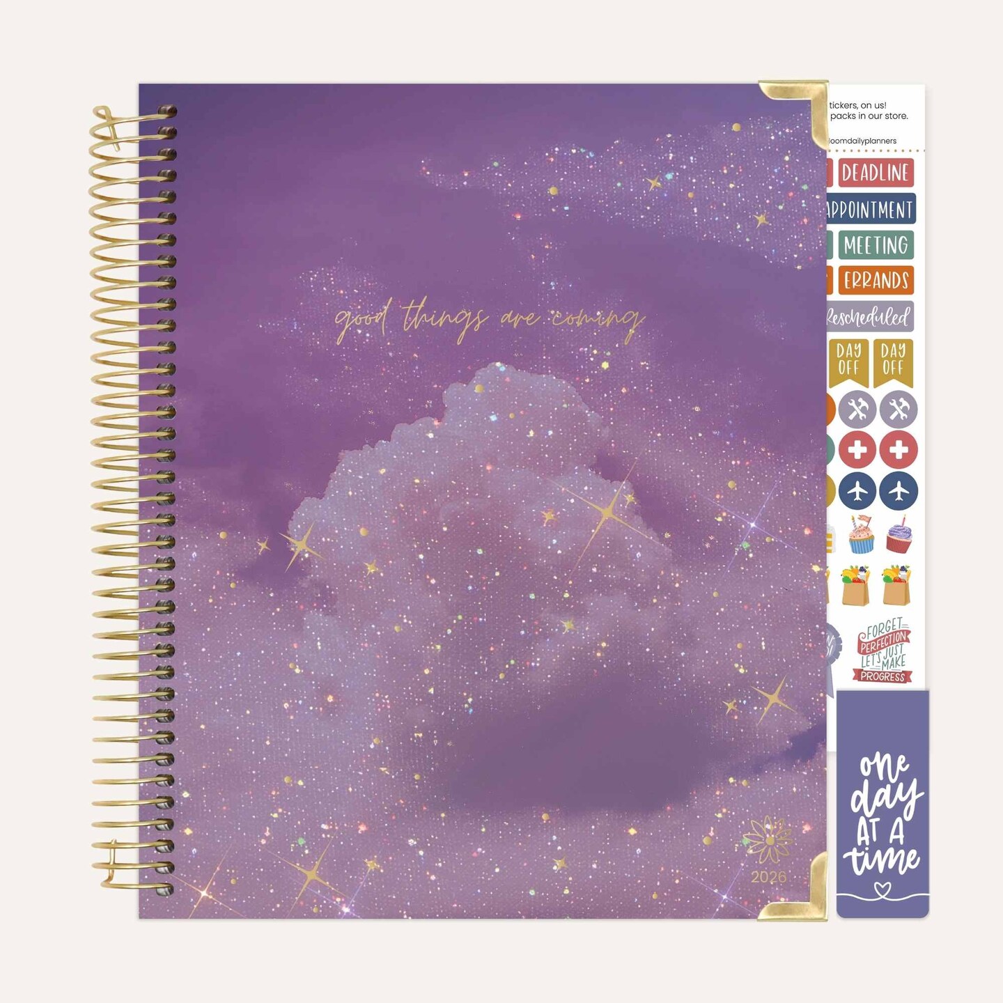 bloom daily planners 2026 Hard Cover Weekly &#x26; Monthly Vision Planner, 7.5&#x22; x 9&#x22;, Good Things Are Coming