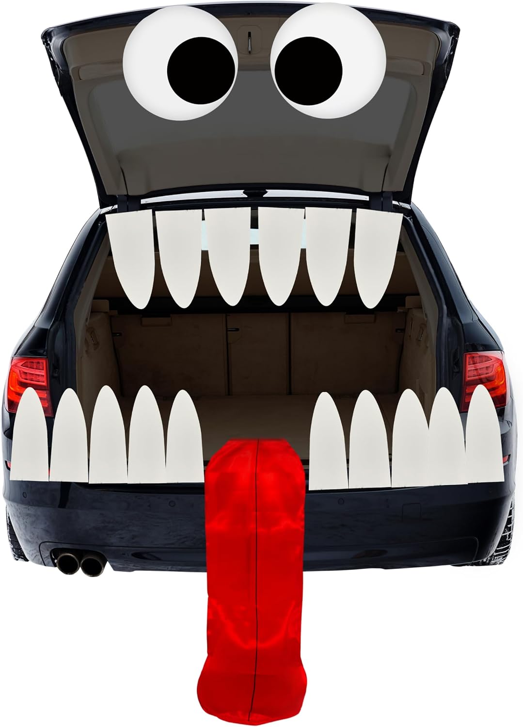 4E&#x27;s Novelty Monster Trunk or Treat Car Decoration Kit - Huge Tongue Monster Face with Teeth &#x26; Tongue - Reusable Waterproof Halloween Car, SUV, Garage Door &#x26; Outdoor Party Decorations