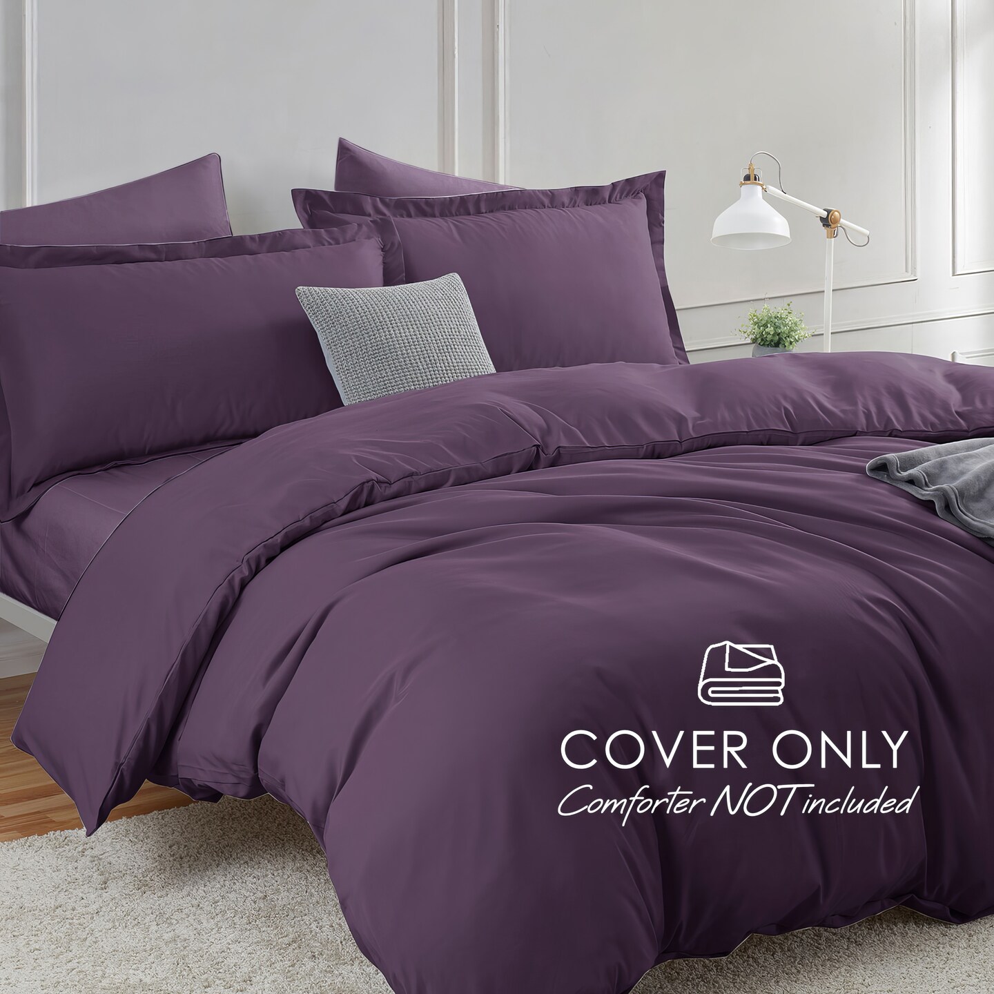 Hearth & Harbor Duvet Cover With Fitted Sheet Soft Double Brushed Bedding Set
