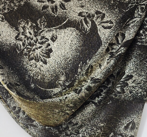 1 yard Black & Gold Foil Mesh Fabric 56/58" Wide Polyester Material for Event Décor & Apparel Projects