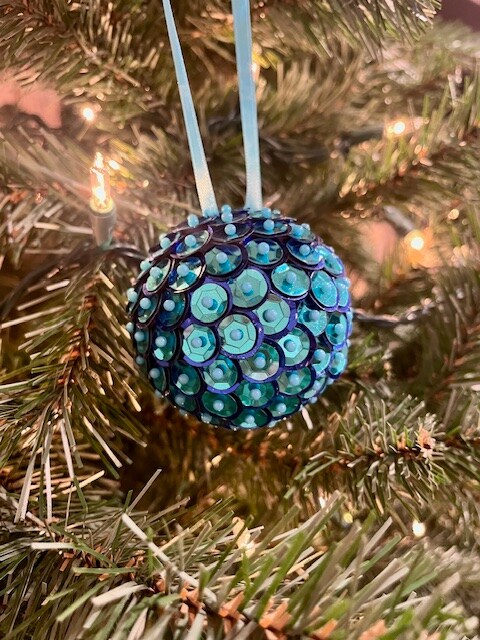 Vintage Style Sequin Christmas Ornament - Handmade Retro Holiday
