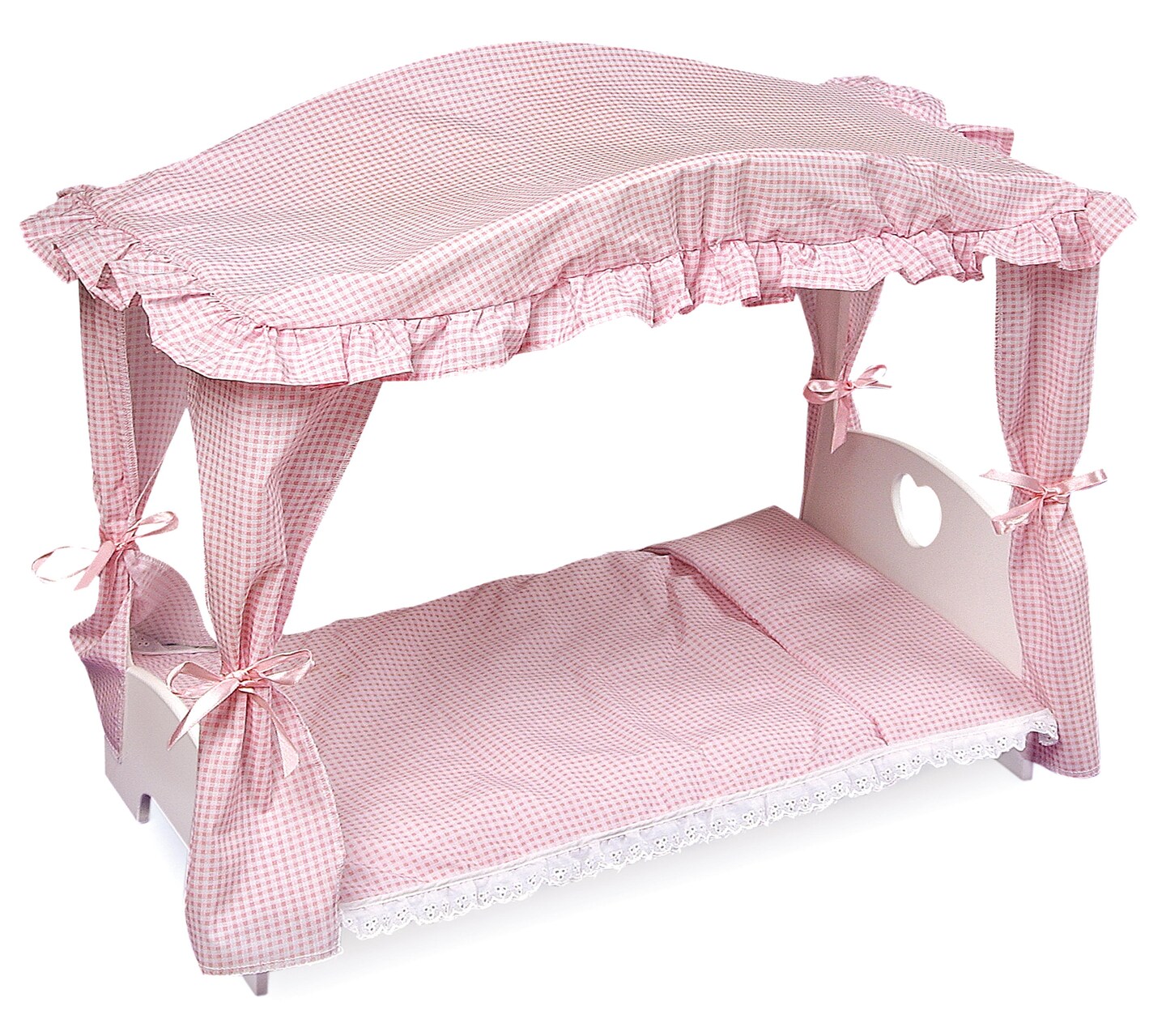 Badger Basket Canopy Doll Bed with Bedding - White/Pink