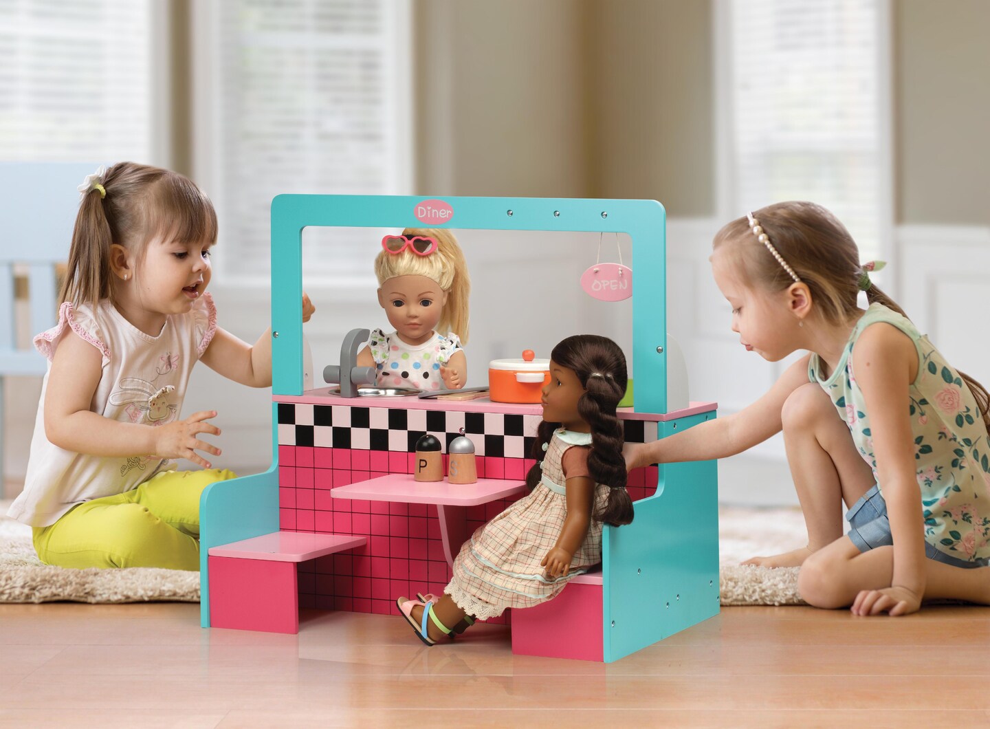 Badger Basket Retro Diner and Kitchen Doll Playset with Accessories