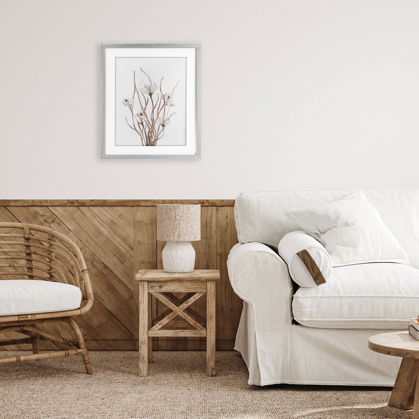 Stupell Industries Curly Floral Branches Framed Print Under Glass, design by Lanie Loreth