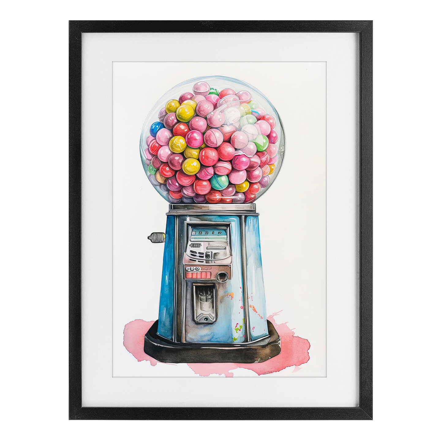 Stupell Industries Retro Gumball Machine Framed Print Under Glass, design by Ray Powers