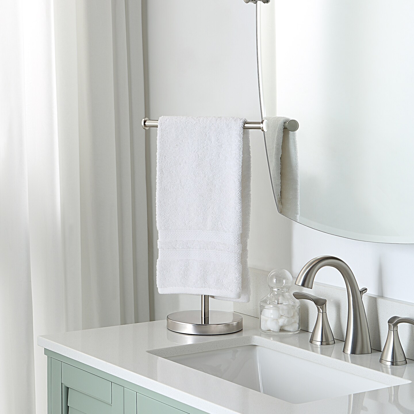 Countertop Hand Towel Holder Stand – 16.5" Tall Stainless Steel T-Bar Rack with Weighted Base