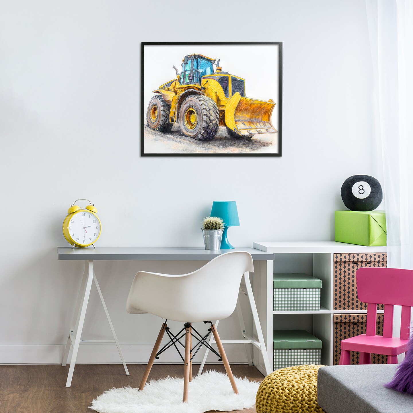 Stupell Industries Industrial Excavator Drawing Framed Giclee, design by Steve Hunziker