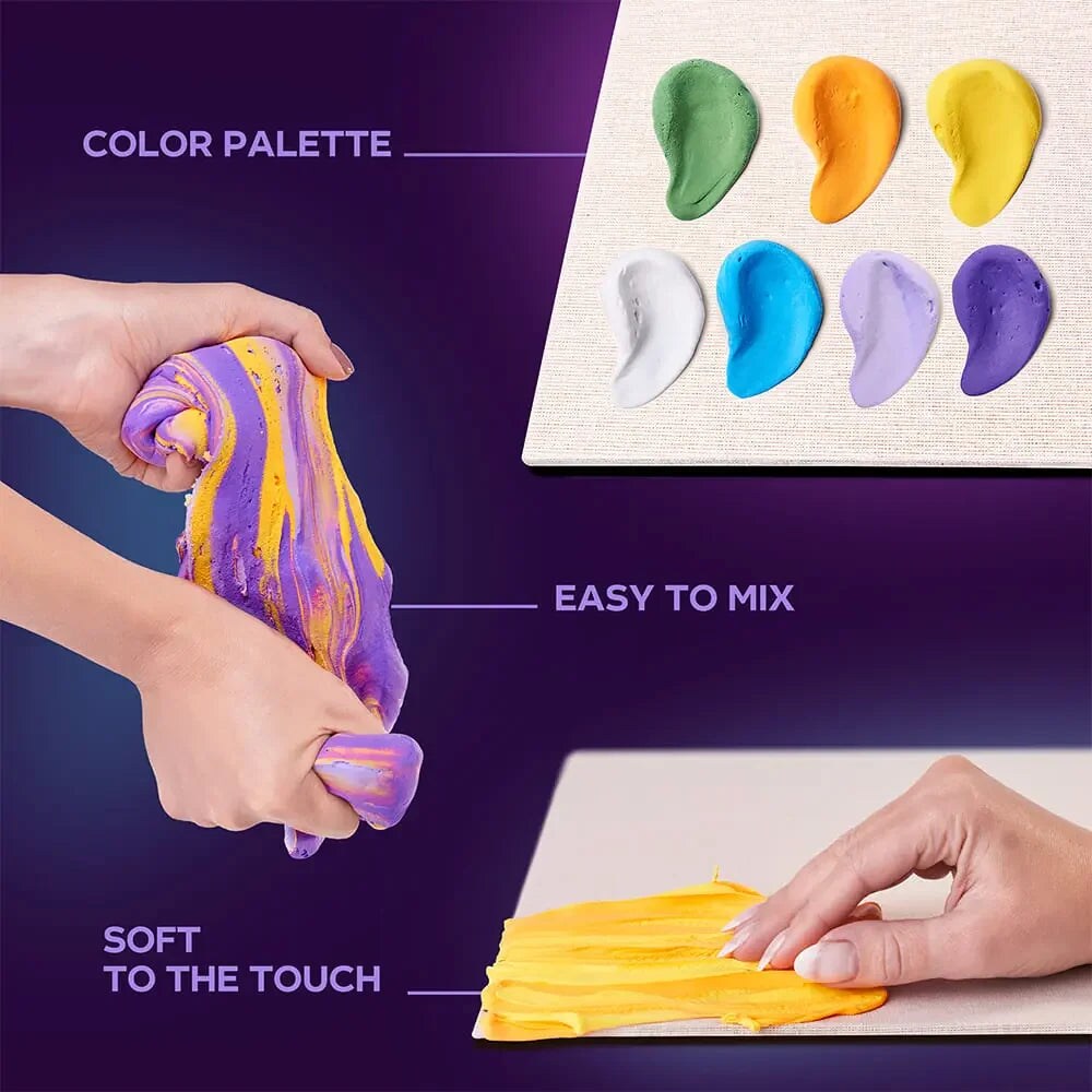 OKTO | DIY 3D Creative Air Dry Clay | 3D Painting natural canvas set | Famous Masterpieces ”Irises” | 11.8x15.7 inch