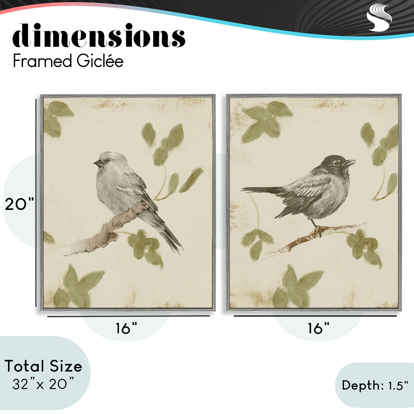 Stupell Industries Neutral Bird Scene 2pc Framed Giclee Set, design by Lanie Loreth