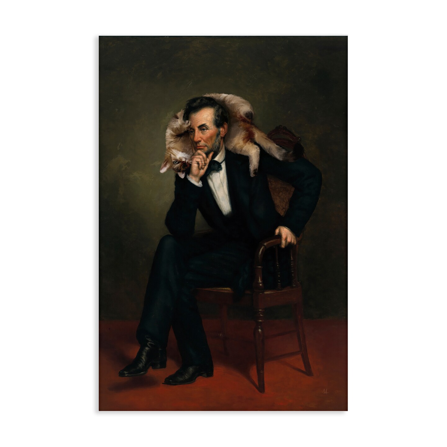 Stupell Industries Cat & Historical Leader Canvas, design by Sarah Adams