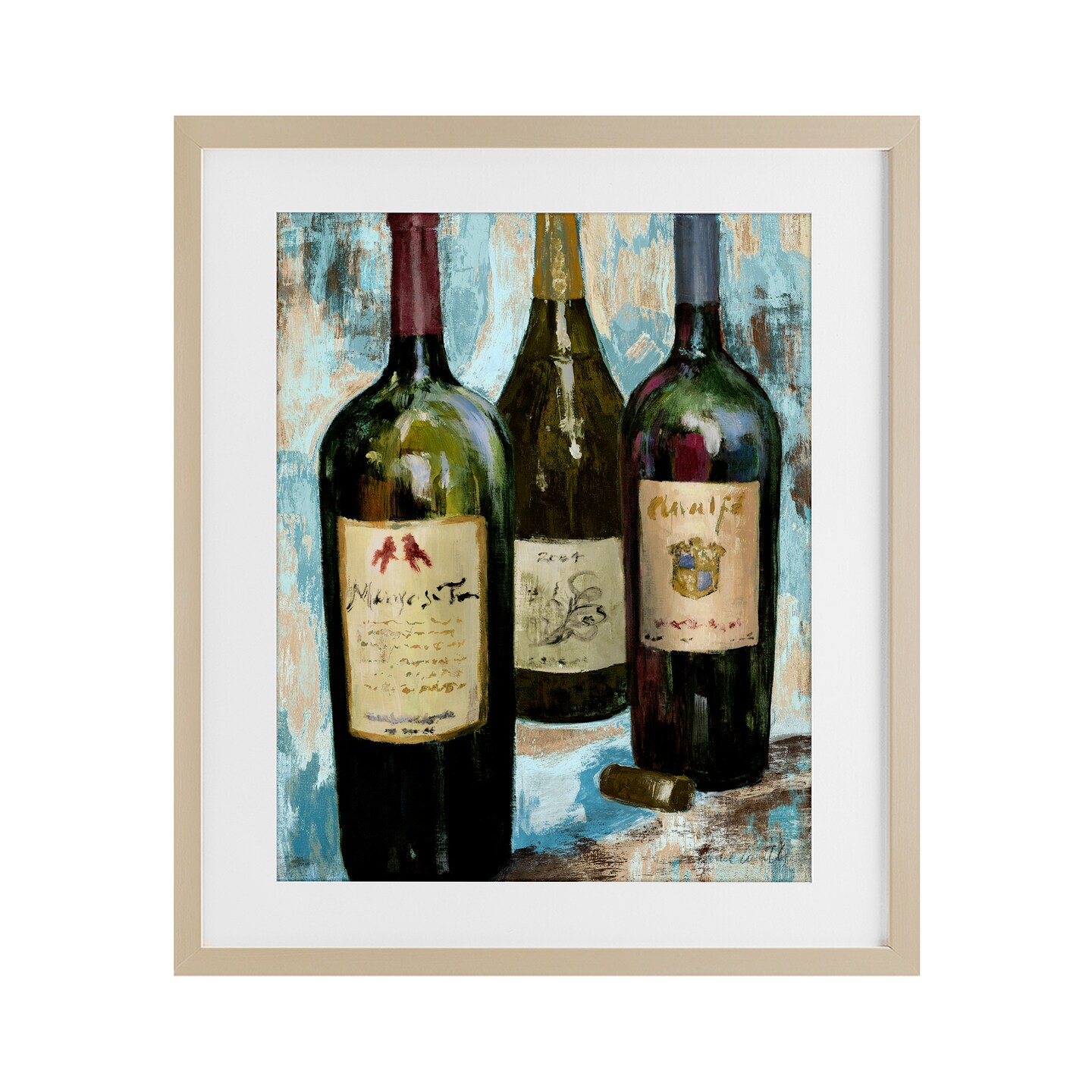 Stupell Industries Labeled Wine Bottle Trio Framed Print Under Glass, design by Lanie Loreth