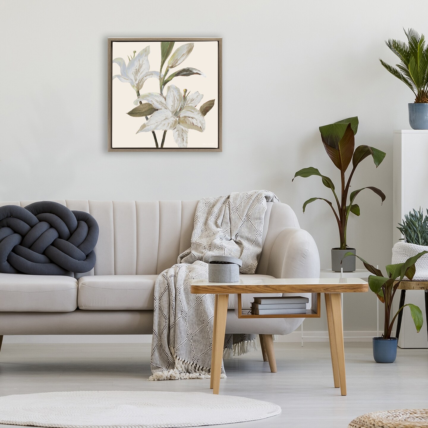 Stupell Industries Lilies Soft Beige Floating Frame, design by Lanie Loreth